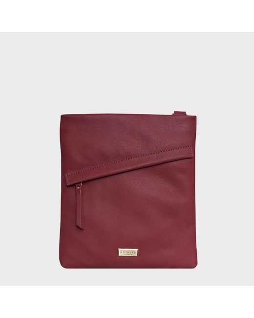Assots London Red 'Florence' Pebble Grain Leather Crossbody Sling Bag