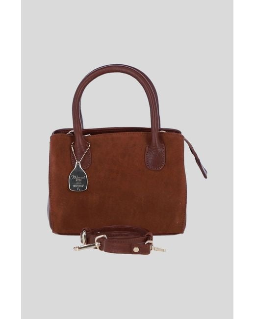 Ashwood Leather Brown Genuine And Suede Handbag With Detachable Crossbody Strap
