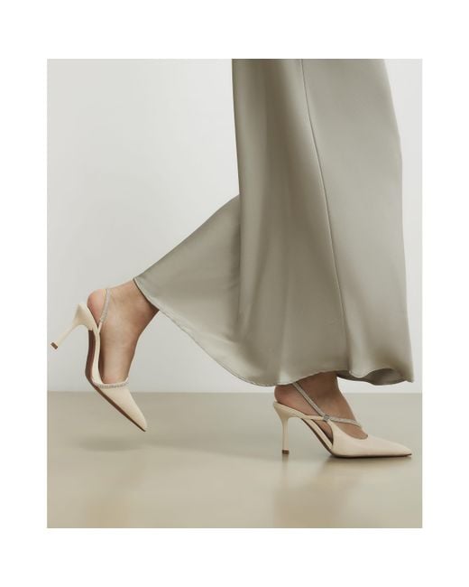 River Island Metallic Cream Diamante Slingback Court Heels