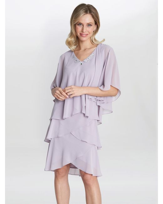 Gina Bacconi White Dawn Tiered Dress And Jacket