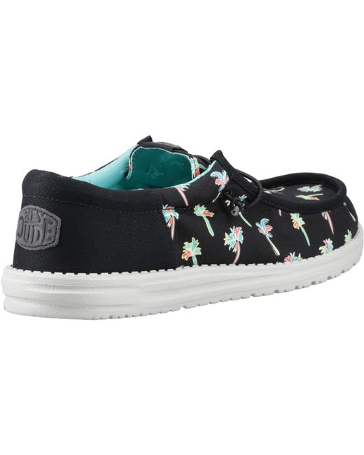 HeyDude Black Wally Funk Party Palm Classic Slip On Shoes for men