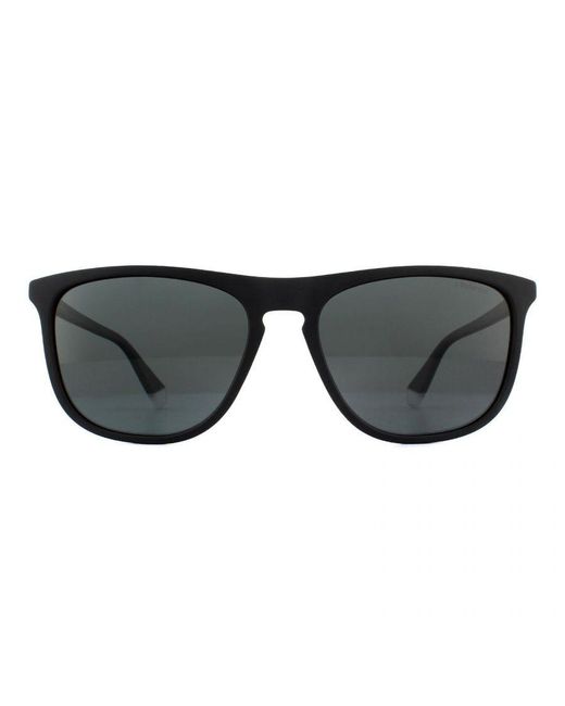Polaroid Black Rectangle Matte Polarized Sunglasses for men