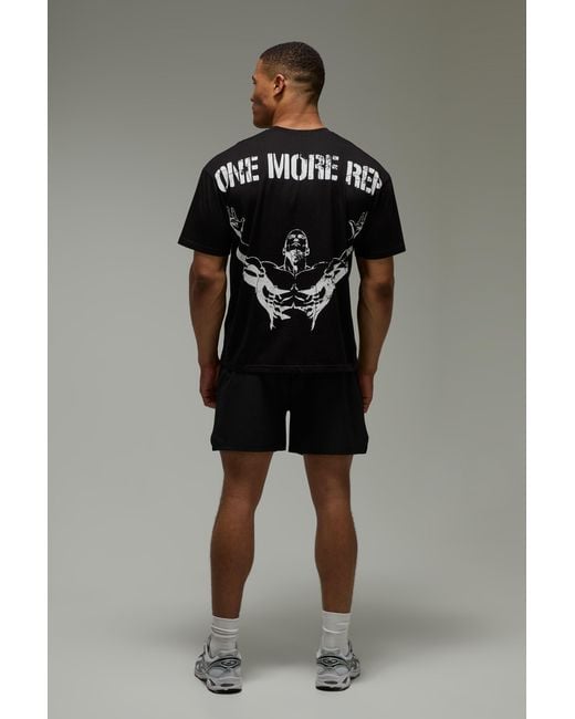 BoohooMAN Black One More Rep Oversized T-Shirt for men