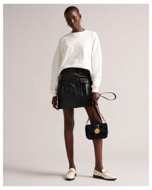 Ted Baker White Maggei Mini Utility Skirt With Exposed Zip