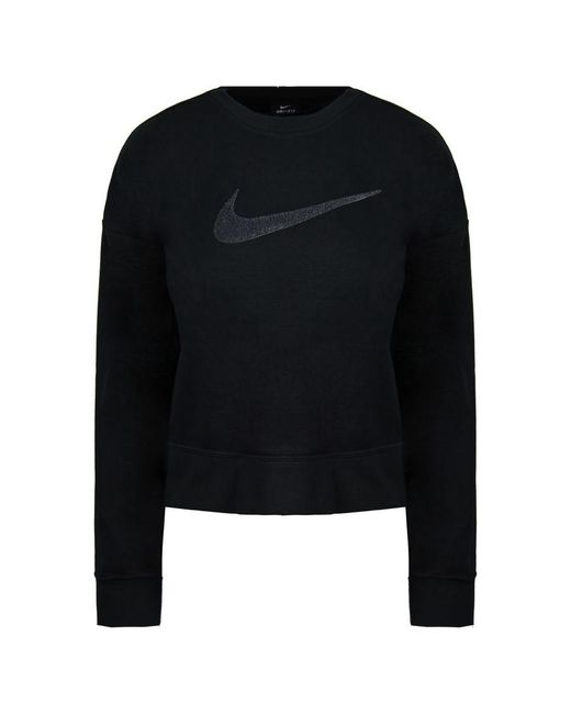 Nike Black Dri-Fit Oversized Long Sleeve Crew Neck Sweatshirt Cu5507 010 Cotton