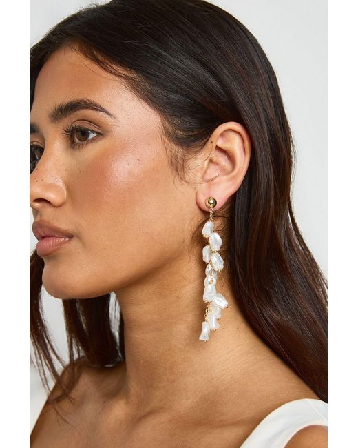Boohoo Black Pearl Drop Earrings