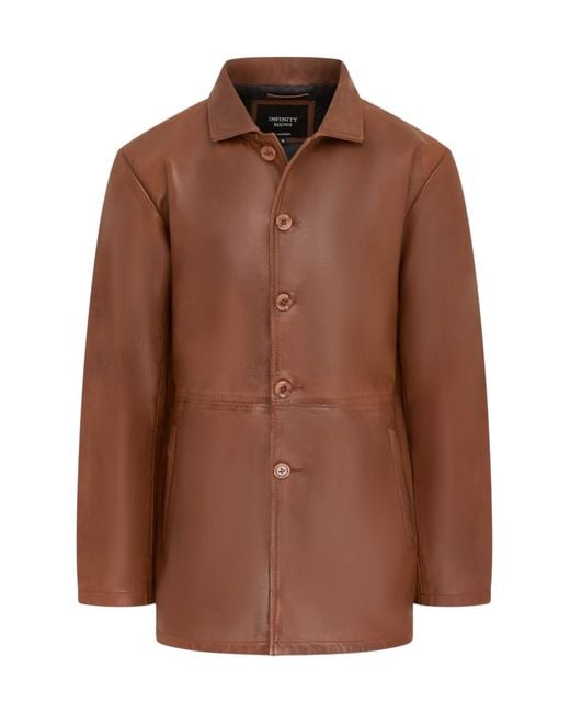 Infinity Leather Natural Long Collared Car Coat Jacket for men