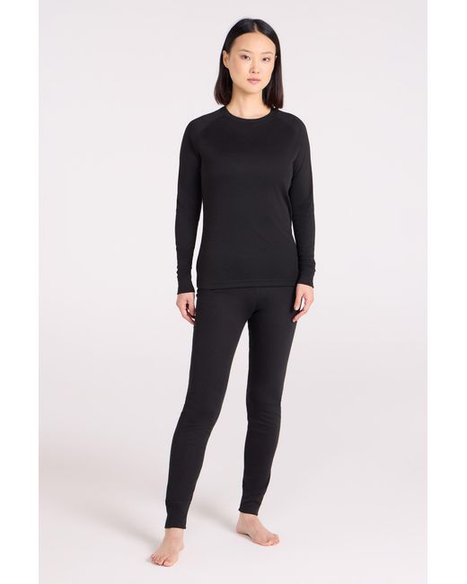 Mountain Warehouse Black 'Talus' Thermal Base Layer Trousers High Wicking Quick Dry Winter Pants Cotton