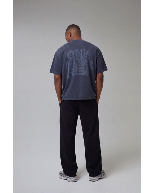 BoohooMAN Blue One More Rep Washed Oversized Extended Neck T-Shirt for men
