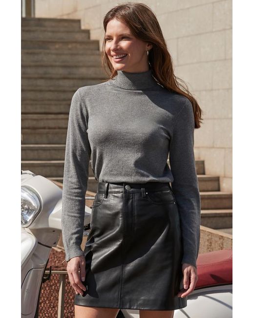 Sosandar Gray Roll Neck Zip Detail Jumper