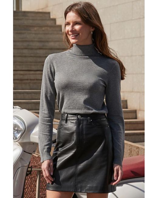 Sosandar Gray Roll Neck Zip Detail Jumper