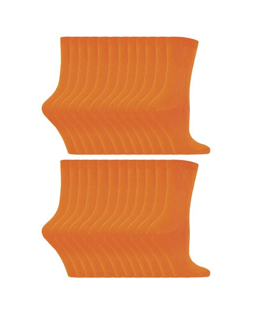 Sock Snob Orange 24 Pairs Ladies Plain Cotton Rich Dress Socks