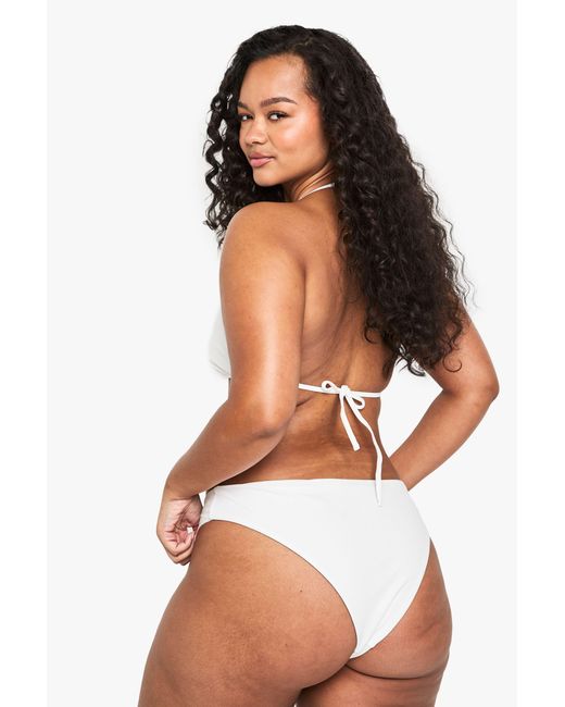 Boohoo White Plus Swimwear Essentials High Waist Brief