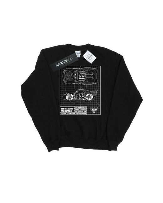 Disney Black Cars Lightning Mcqueen Blueprint Sweatshirt () for men
