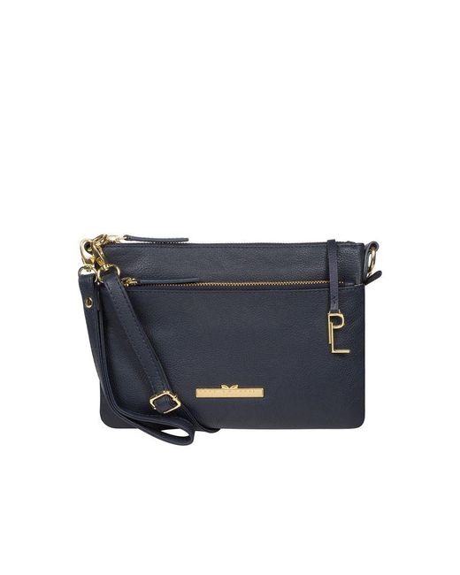 Pure Luxuries Blue 'Lytham' Leather Cross Body Clutch Bag