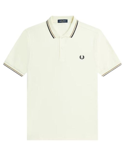 Fred Perry Natural M3600 Twin Tipped Polo Shirt Cotton for men