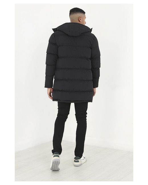 Brave Soul Black 'Todd' Longline Hooded Padded Jacket Polymide for men