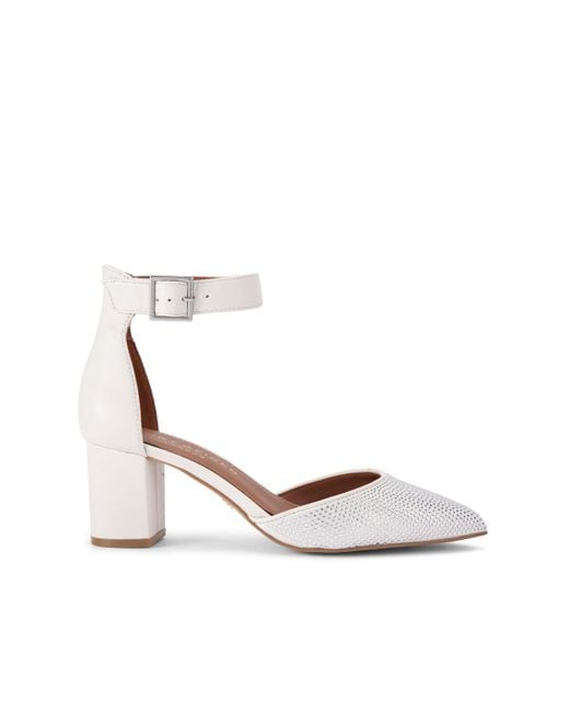 Kurt Geiger White Leather Burlington Crystal Heels