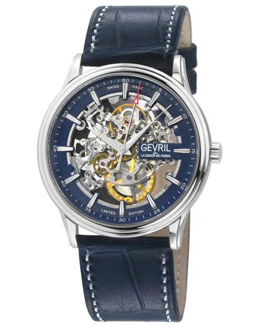 Gevril Blue 321.74.72 Five Points Skeleton Swiss Made Automatic, Slim Eta 2892 for men