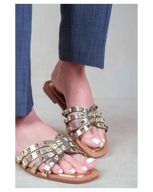 Where's That From Blue 'Edriah' Studded Gladiator Sandals