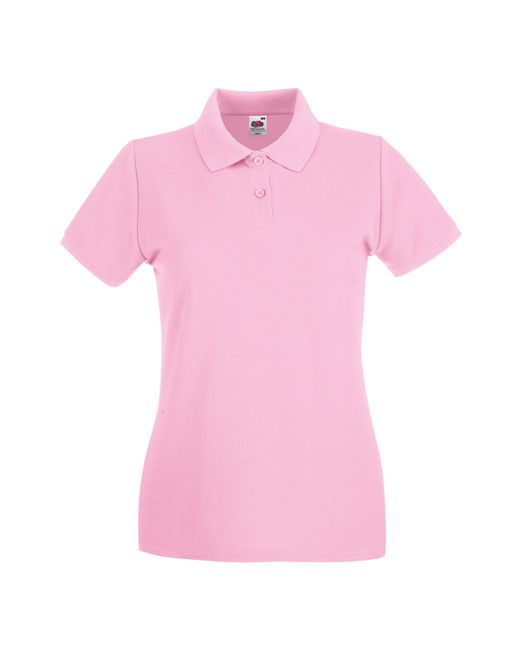 Fruit Of The Loom Pink Ladies Premium Cotton Pique Lady Fit Polo Shirt (Light)