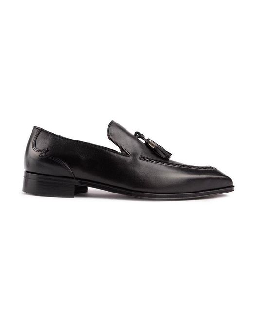 Jeffery West Black K831 Tassel Shoes Leather for men