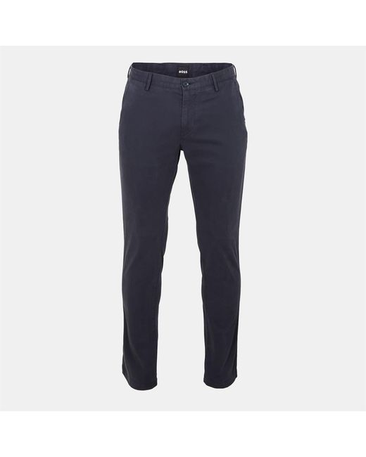 Boss Blue Rice3 Solid Patterned Straight Chinos for men