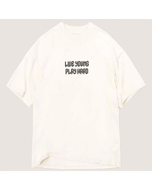Lyph White Punk Lettering Crew Neck Short Sleeve T-Shirt for men