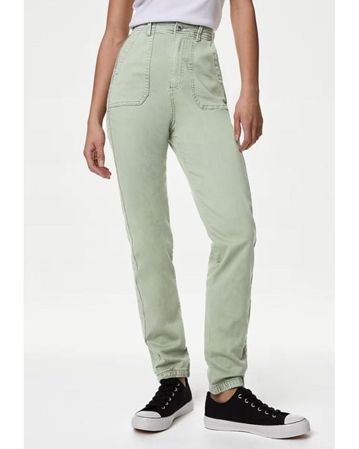 Marks & Spencer Green M&S Collection Damen Baumwollmischung Slim Fit Ankle Grazer Jogger