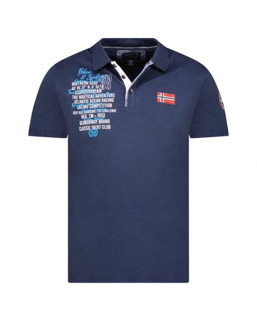 GEOGRAPHICAL NORWAY Blue Short-Sleeved Polo Shirt Sy1309Hgn for men