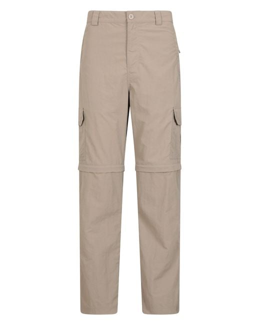 Mountain Warehouse Natural 'Explore' Zip Off Trousers Short Lightweight Quick Dry Convertible Pants Polyamide for men