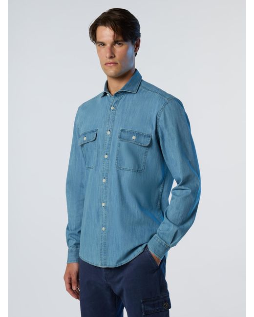 North Sails Overhemd Lichte Denim in het Blue voor heren