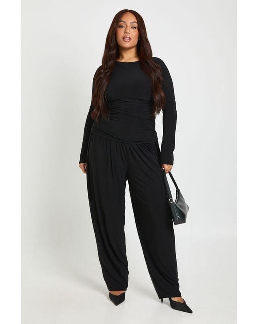 Boohoo Black Plus Soft Touch Balloon Trouser
