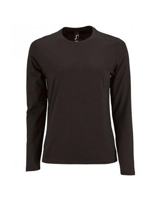 Sol's Black Ladies Imperial Long Sleeve T-Shirt (Deep)