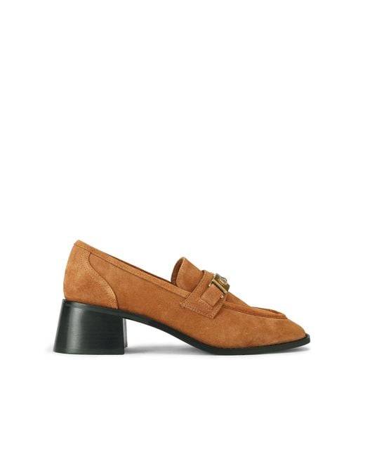 Kurt Geiger Brown Suede Kingsley Heel Loafer Loafers