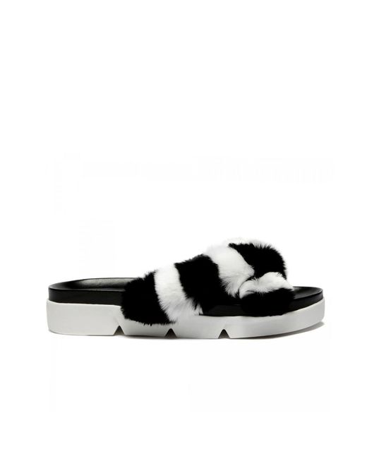 Stuart Weitzman Schoenen ,Zwart ,Fur Slippers in het Black