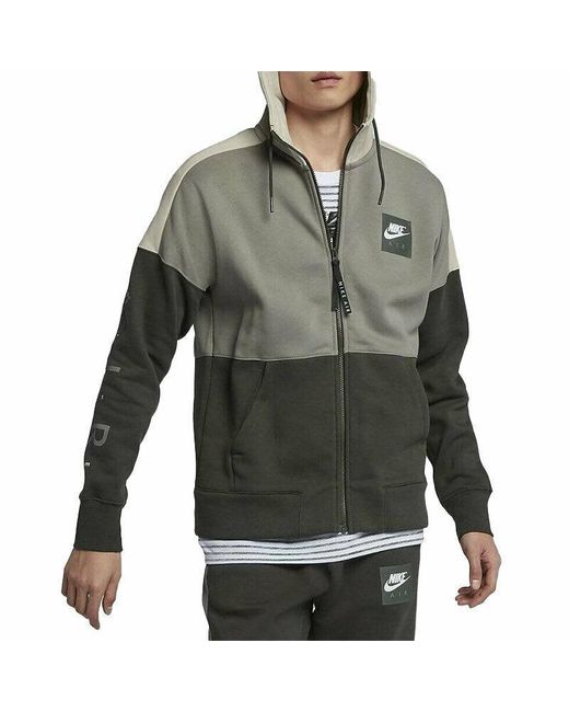 Nike Green Air Zip Up Fleece Hoodie for men