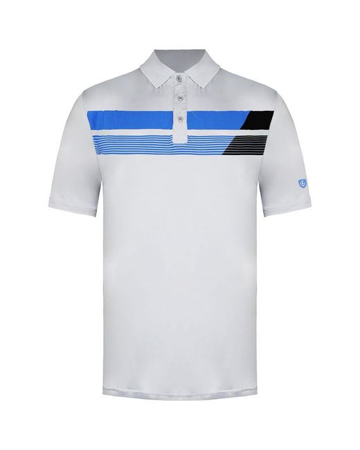 Island Green Blue Asymetric Print Marl Golf Polo Shirt for men