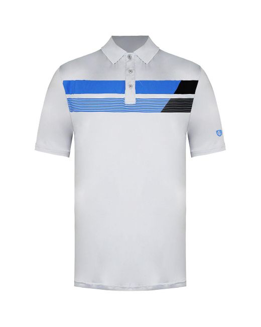 Island Green Blue Asymetric Print Marl Golf Polo Shirt for men