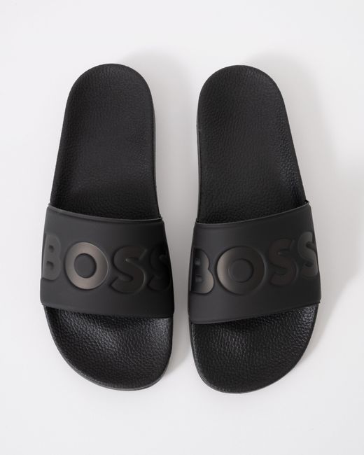 Boss Black Aryeh Italian-Made Slides With Large Logo Detail for men