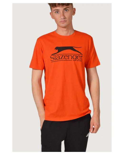 Slazenger 1881 Orange Vintage Style Cat Logo T-Shirt for men