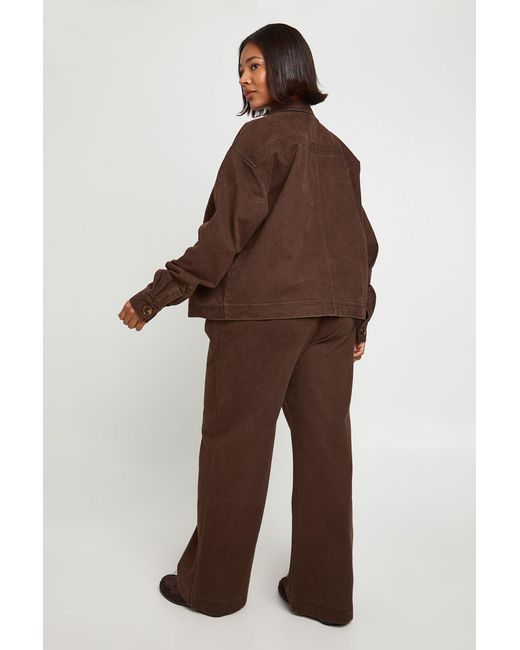 Boohoo Brown Plus Washed Elasticated Wide Leg Trouser