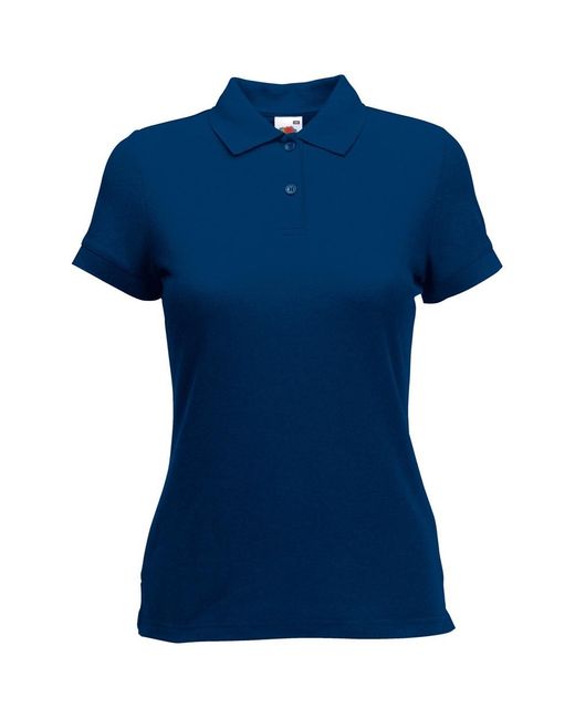 Fruit Of The Loom Blue Lady-Fit 65/35 Short Sleeve Polo Shirt