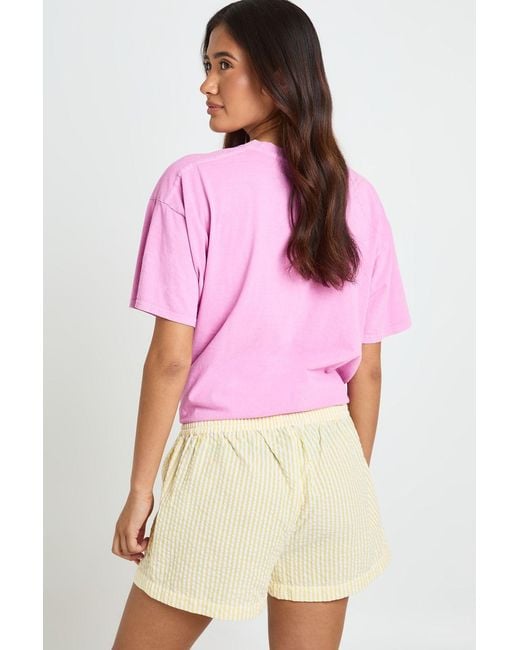 Boohoo Pink Tall Stripe Short Sleeve Shirt & Co-Ord