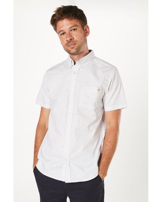 MAINE White Geo Sphere Print Short Sleeve Shirt for men