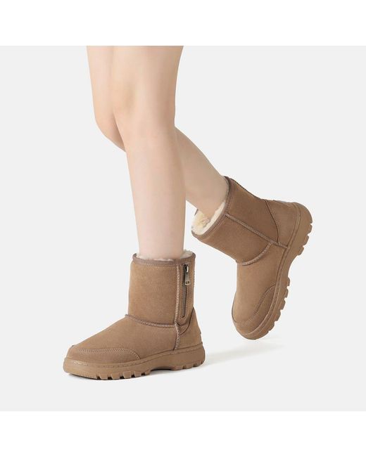 EVER AU Brown Starling Zipper Short Boots