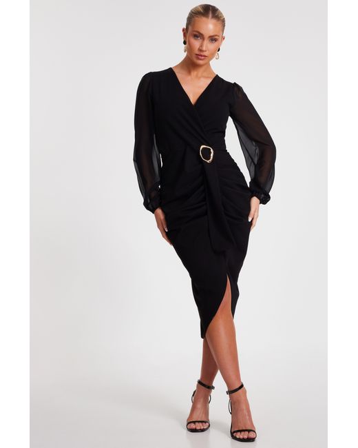 Quiz Black Buckle Midi Dress