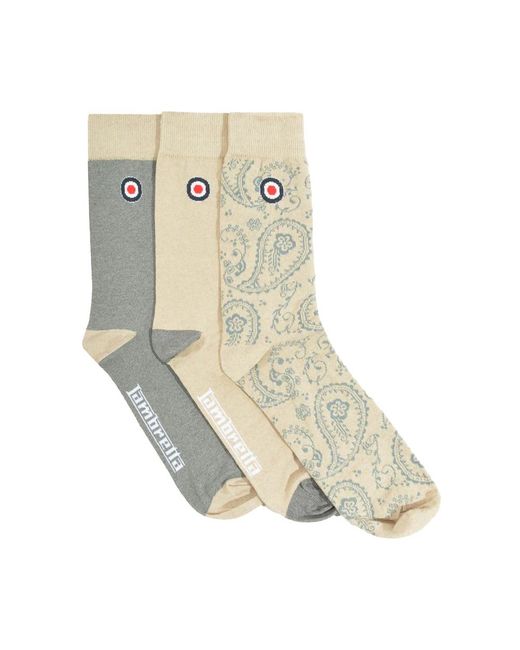 Lambretta Metallic Paisley Socks (Pack Of 3) (Iron/Stone) for men