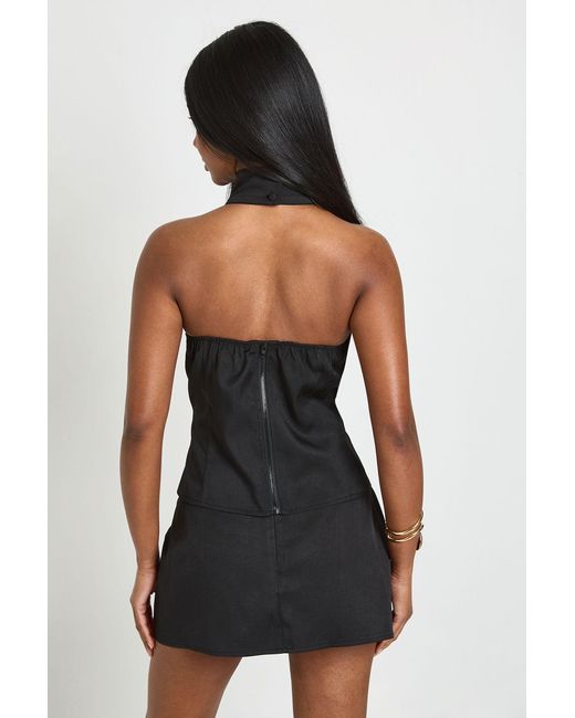 Boohoo Black Crepe Halterneck Fitted Top