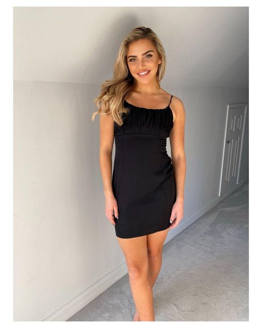 Urban Bliss Black Gathered Front Mini Dress